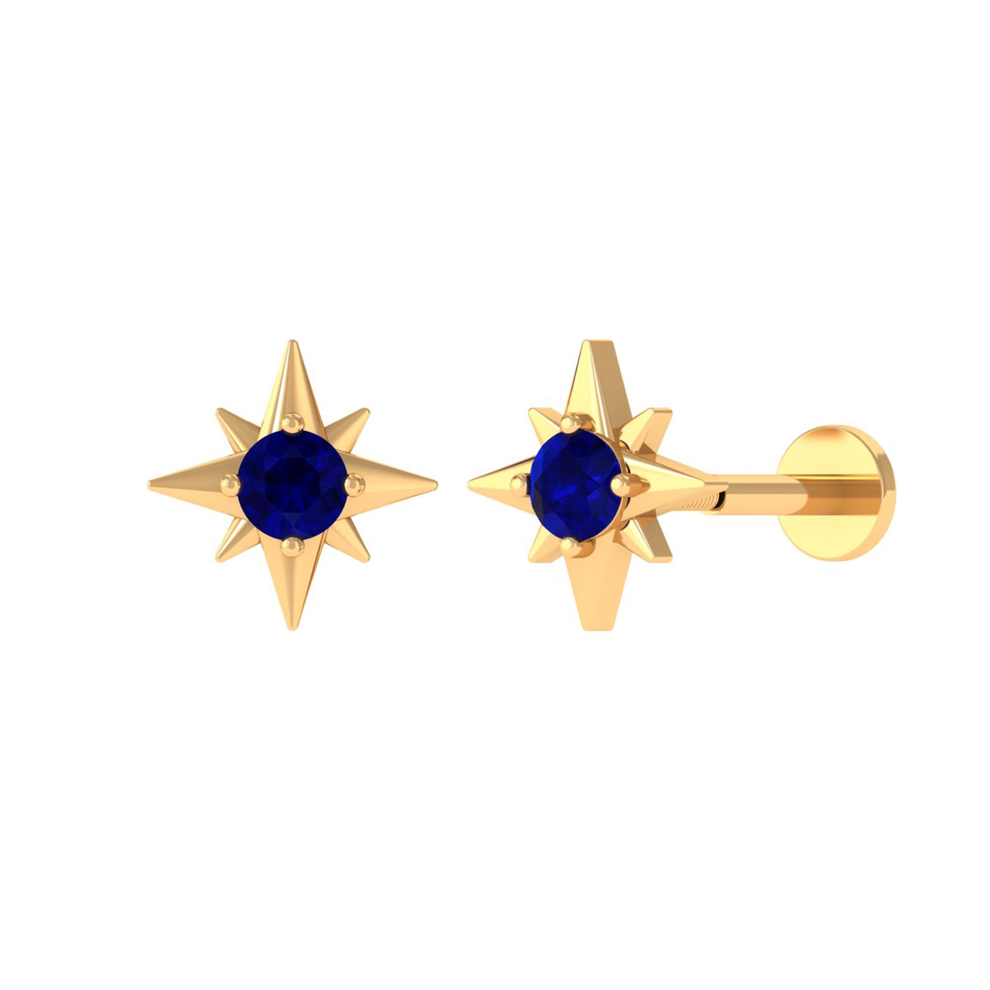 Blue Sapphire Starburst Earring for Conch Piercing