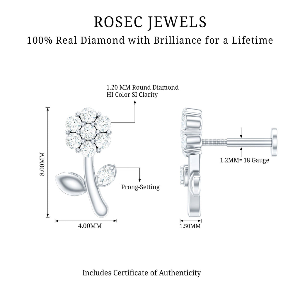 Diamond Flower Helix Earring