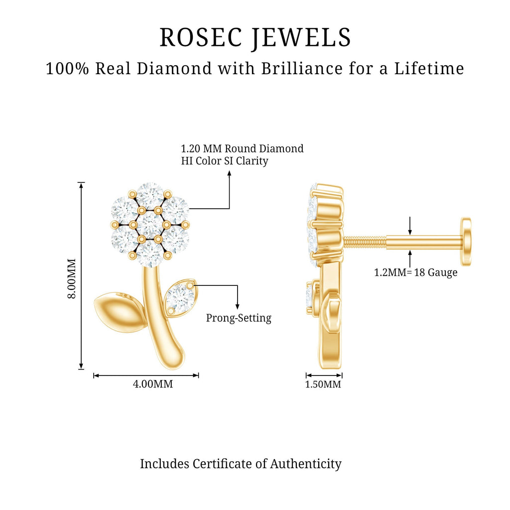 Diamond Flower Helix Earring
