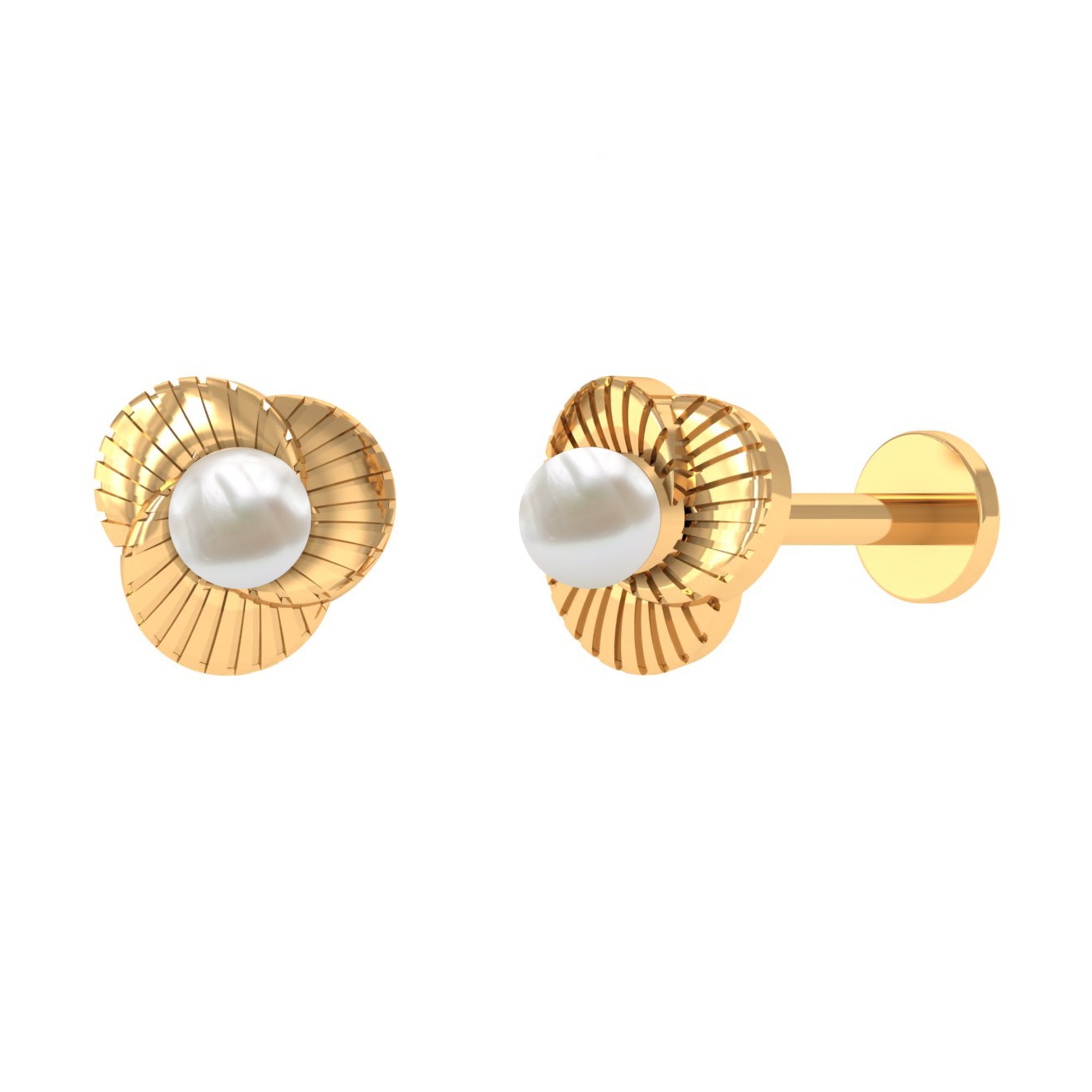 Real Freshwater Pearl Floral Earring for Helix Piercing