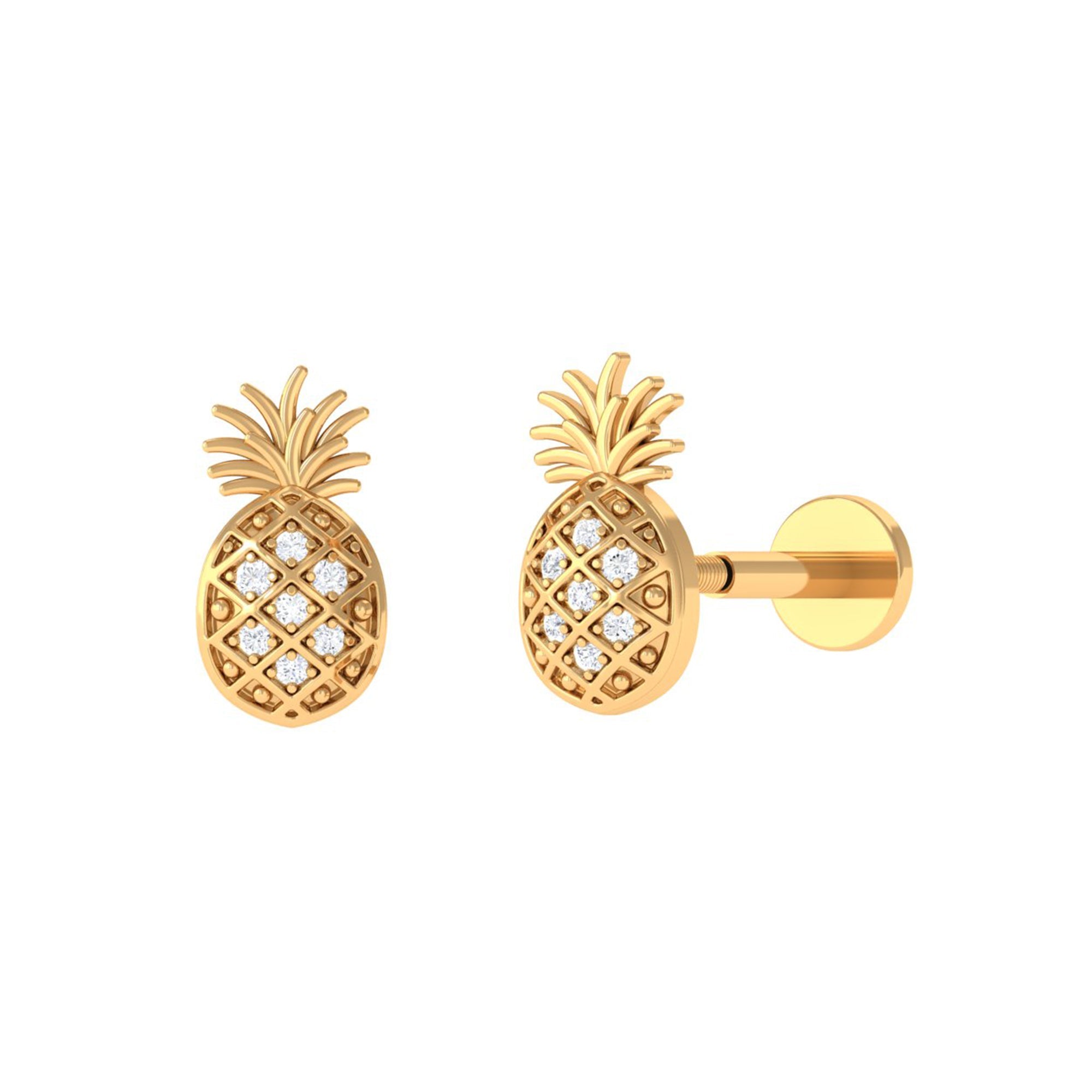 Diamond Pineapple Earring for Cartilage Piercing