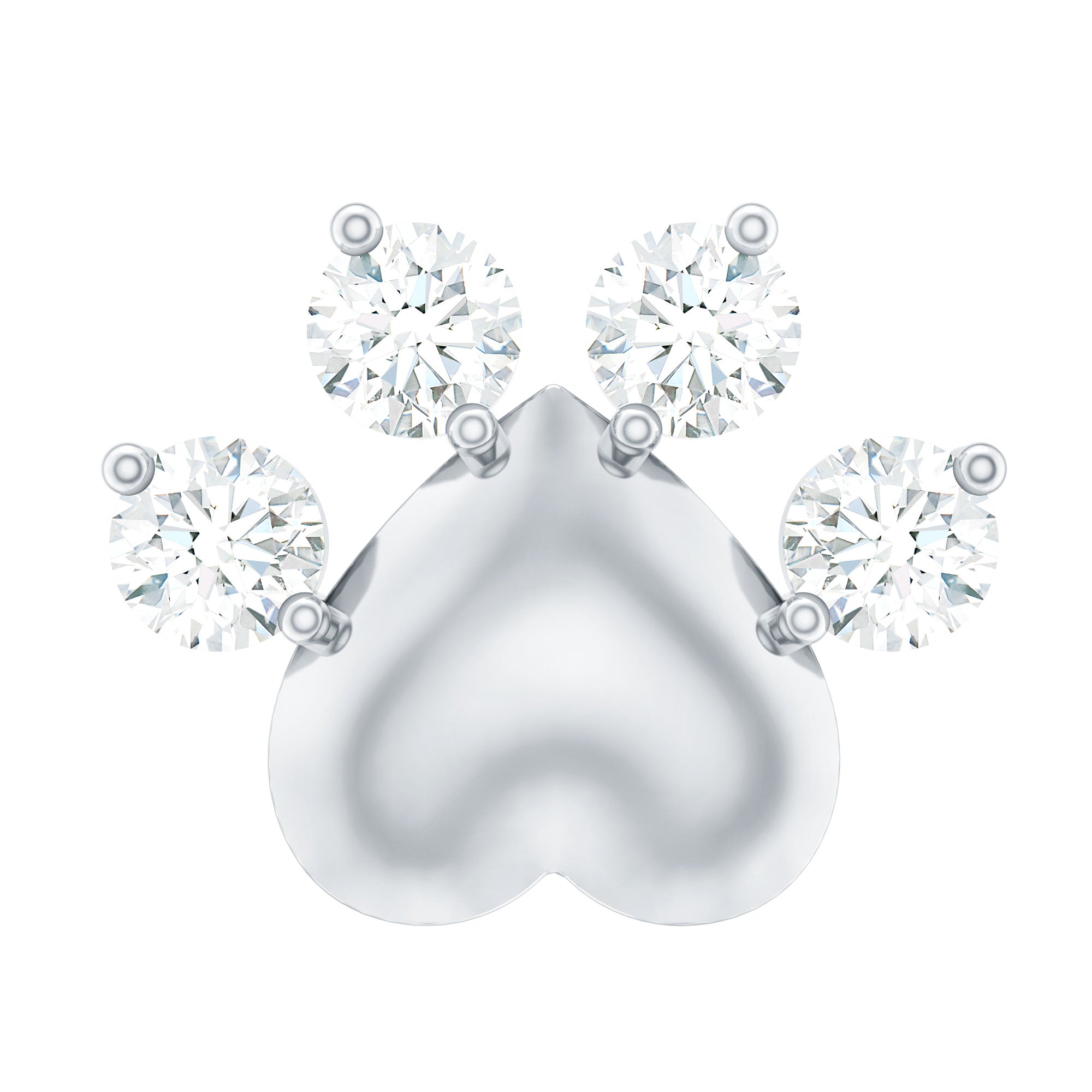 Round Moissanite Gold Heart Paw Earring for Helix Piercing