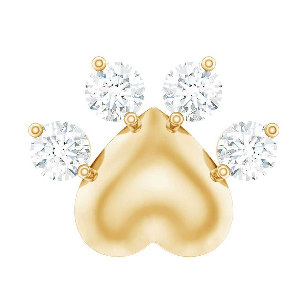 Round Moissanite Gold Heart Paw Earring for Helix Piercing