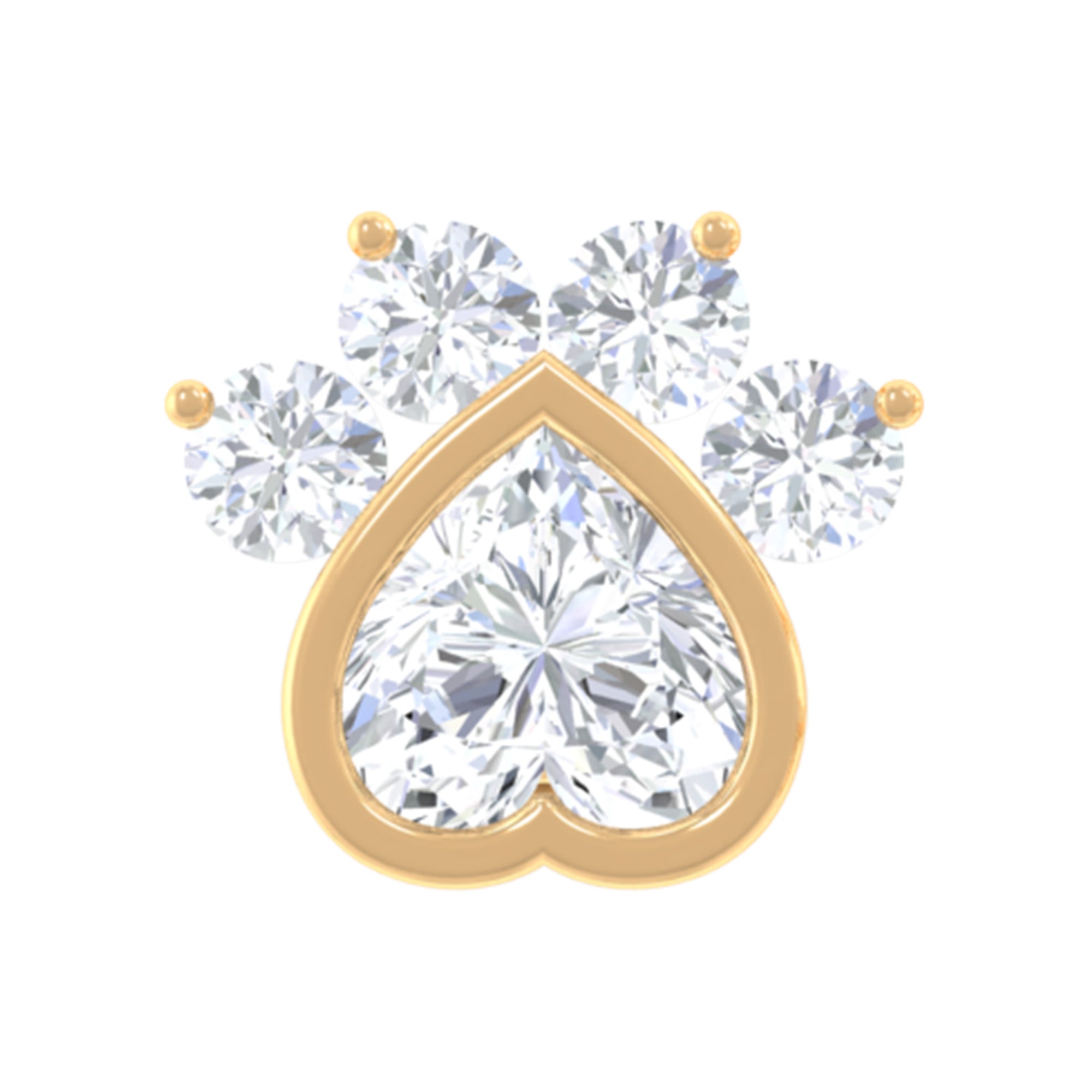 Round and Heart Shape Moissanite Paw Helix Earring