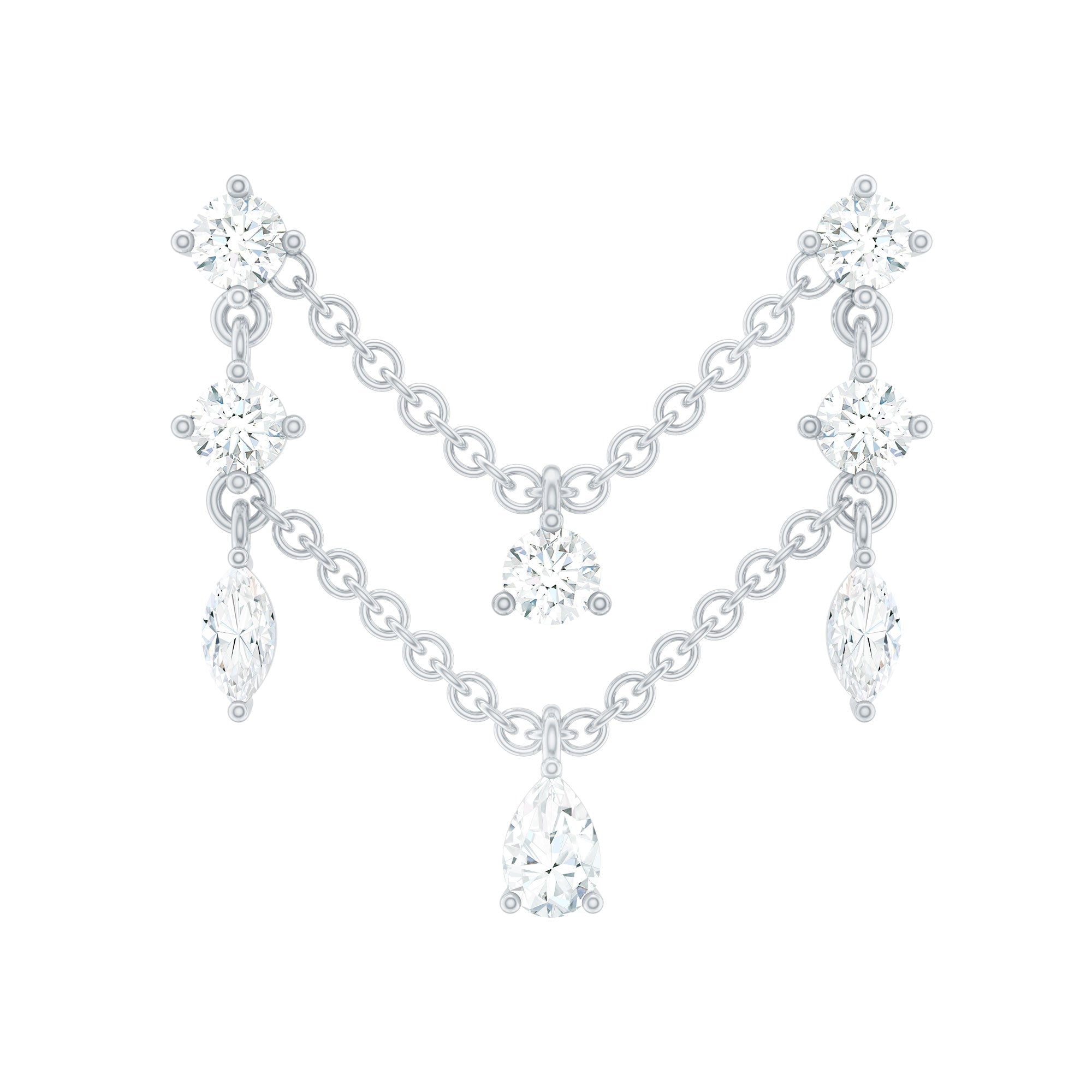 Certified Moissanite Double Chain Helix Earring in Gold