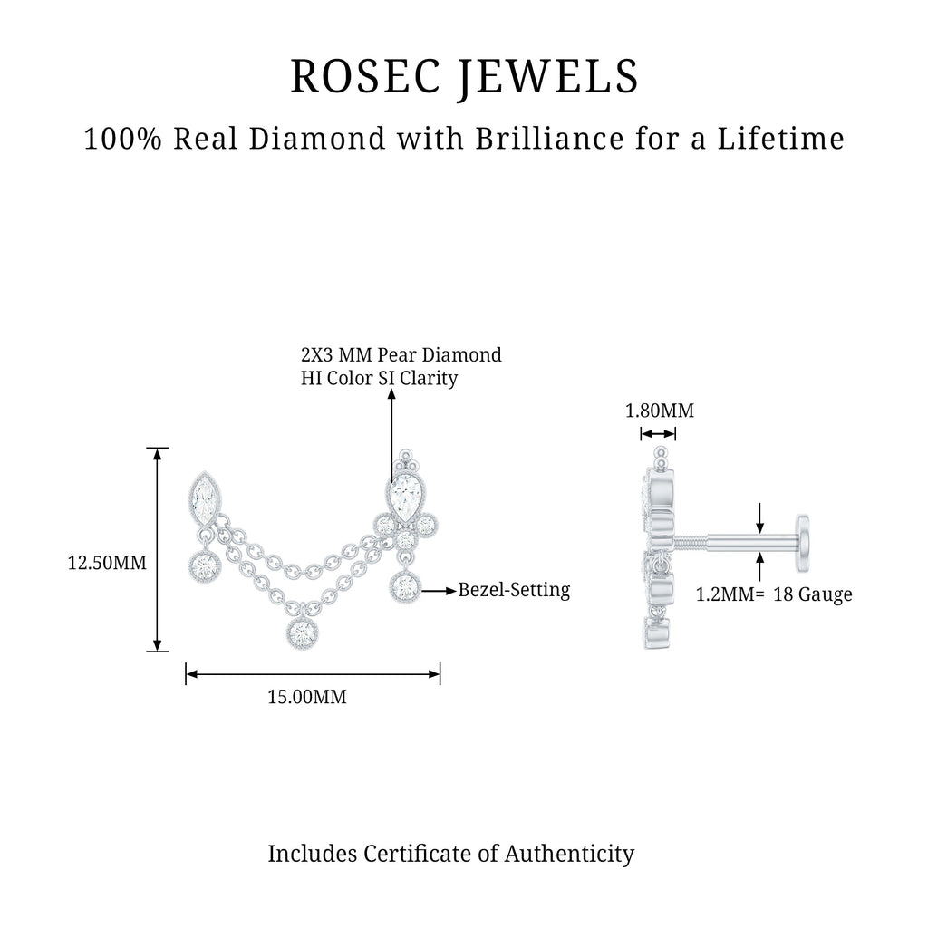 Vintage Style Diamond Double Piercing Earring