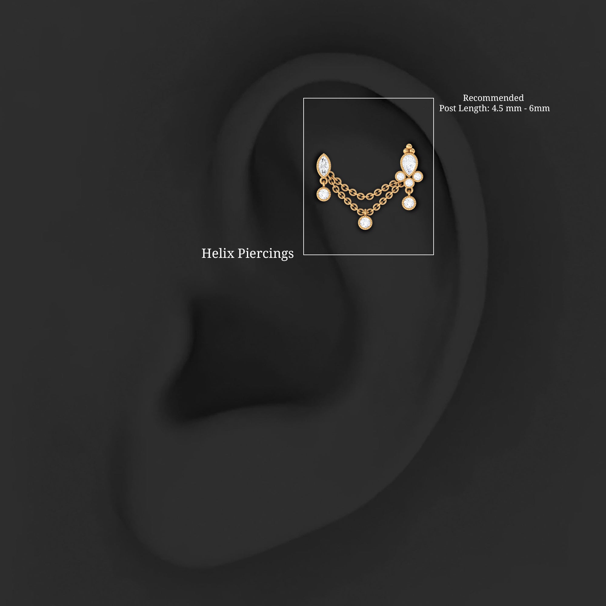 Vintage Style Diamond Double Piercing Earring