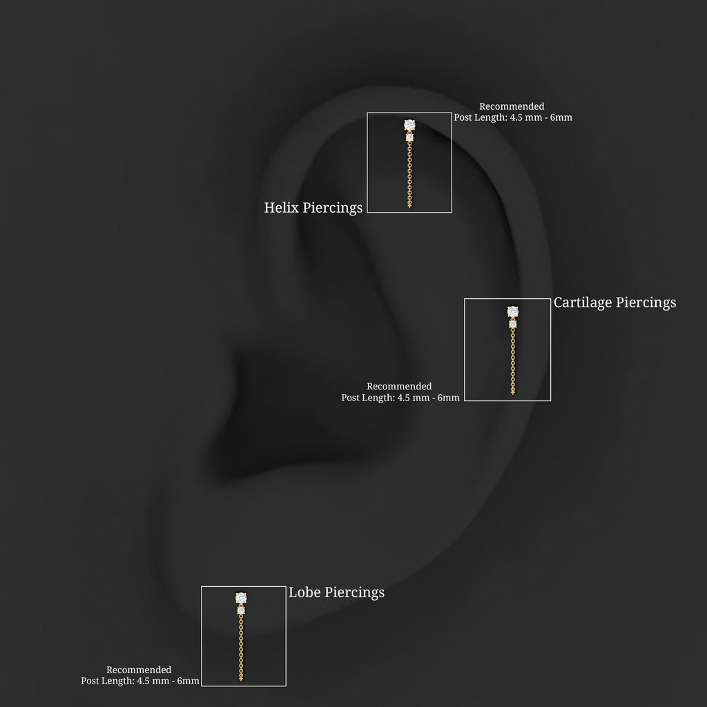 Simple Diamond Chain Drop Earring for Helix Piercing