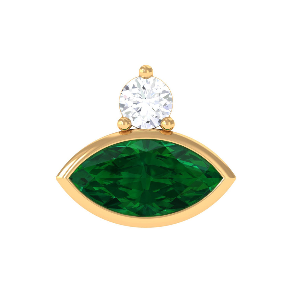 Marquise Cut Created Emerald Helix Earring with Moissanite