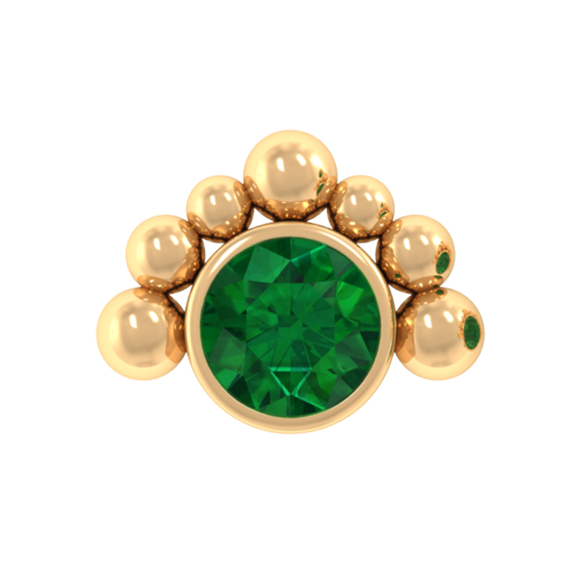 Dainty Round Emerald Tragus Earring Gold