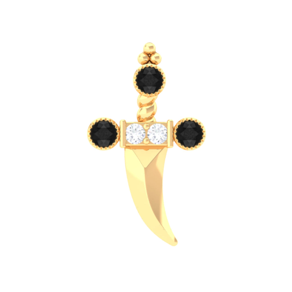Real Black and White Diamond Dagger Helix Earring