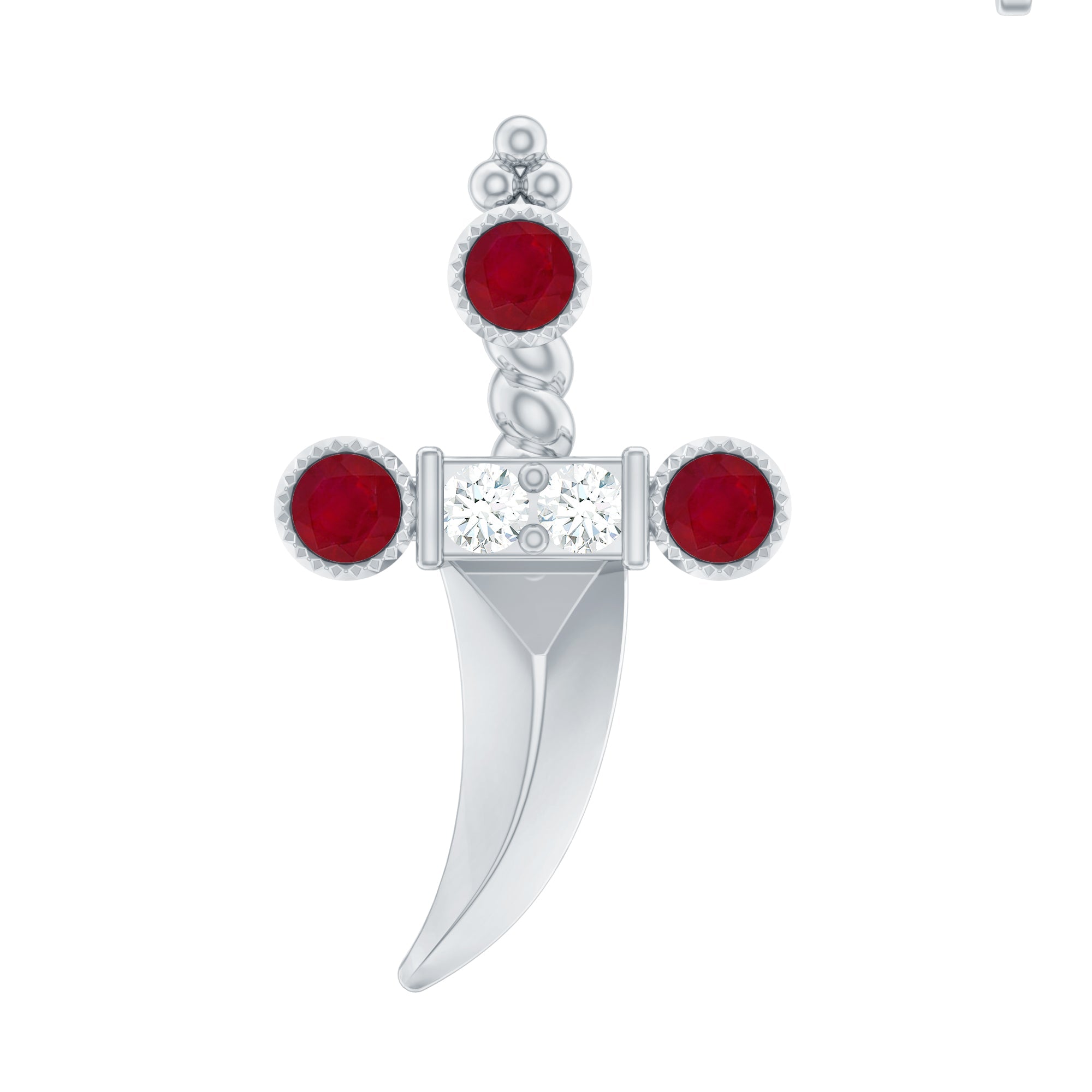 Real Ruby and Diamond Dagger Helix Earring in Gold