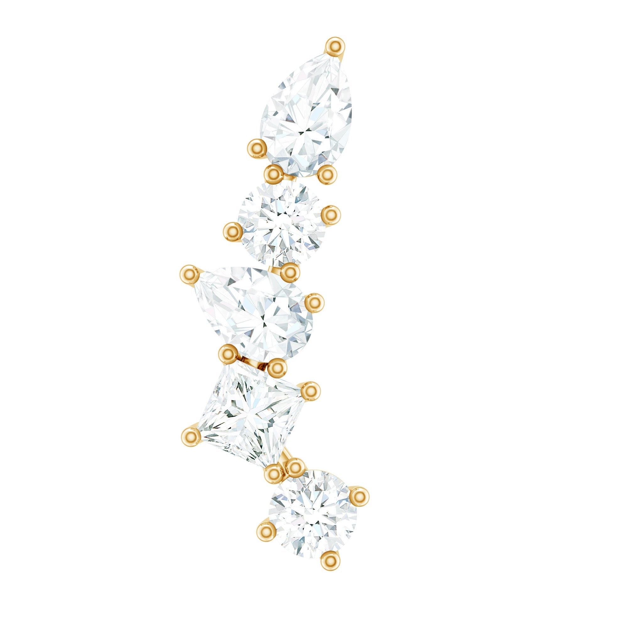 Certified Moissanite Crawler Earring in Prong Setting