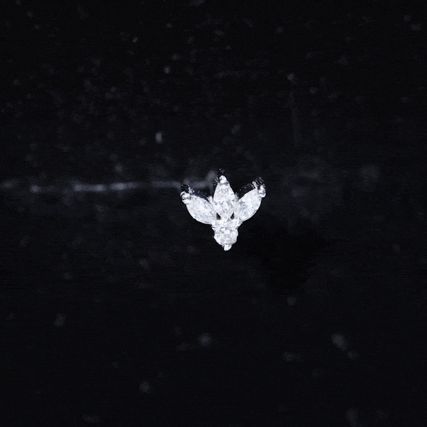 Marquise Shape Diamond Leaf Earring for Helix Piercing