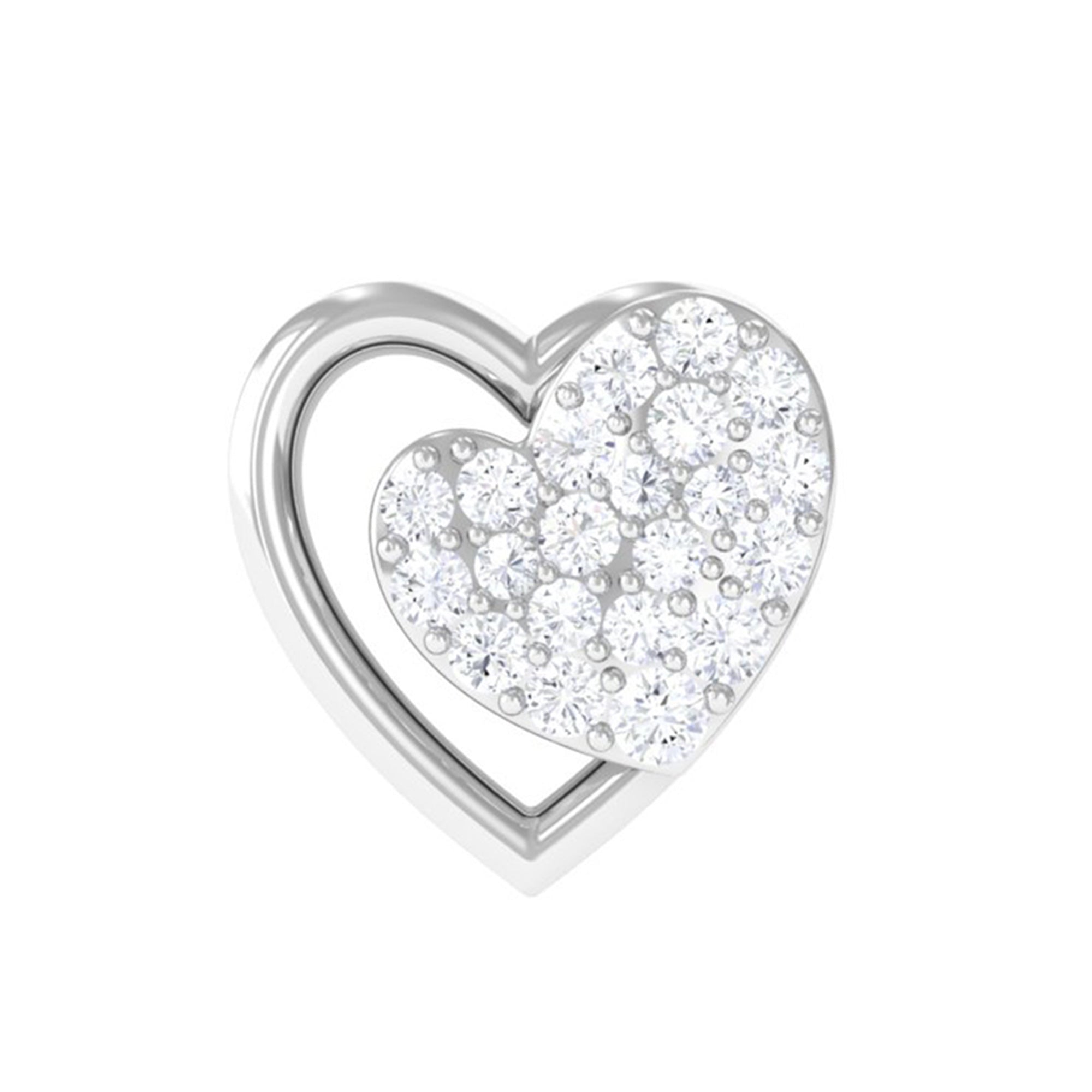 Moissanite Heart Stud Earring for Rook Piercing