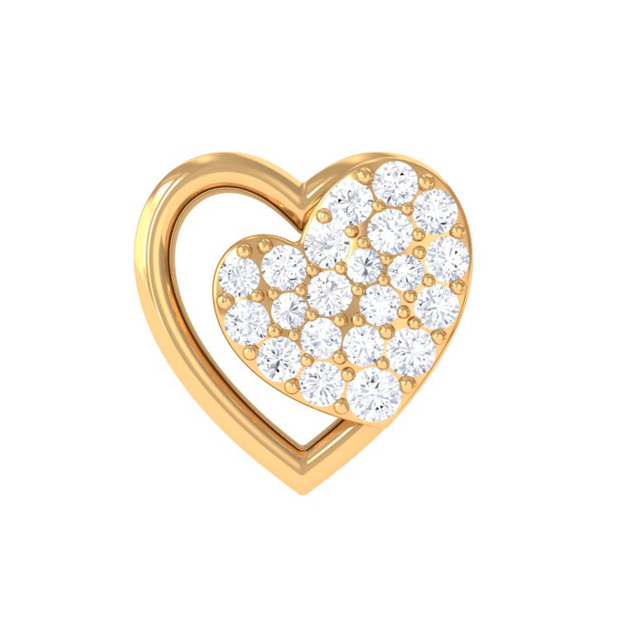Moissanite Heart Stud Earring for Rook Piercing