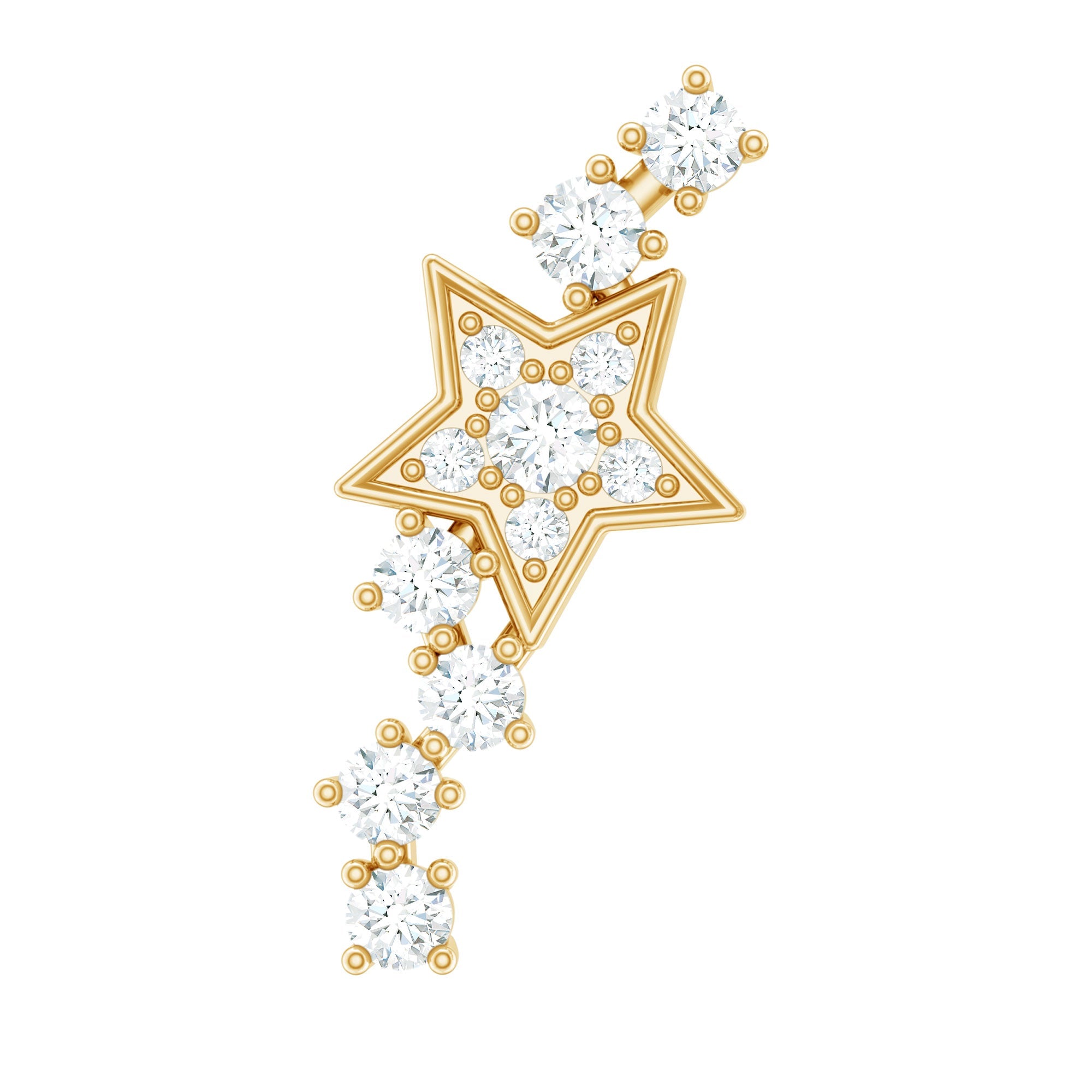 Certified Diamond Star Crawler Earring for Helix Piercing