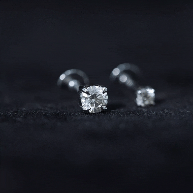 Round Moissanite Simple Helix Earring Set in Gold