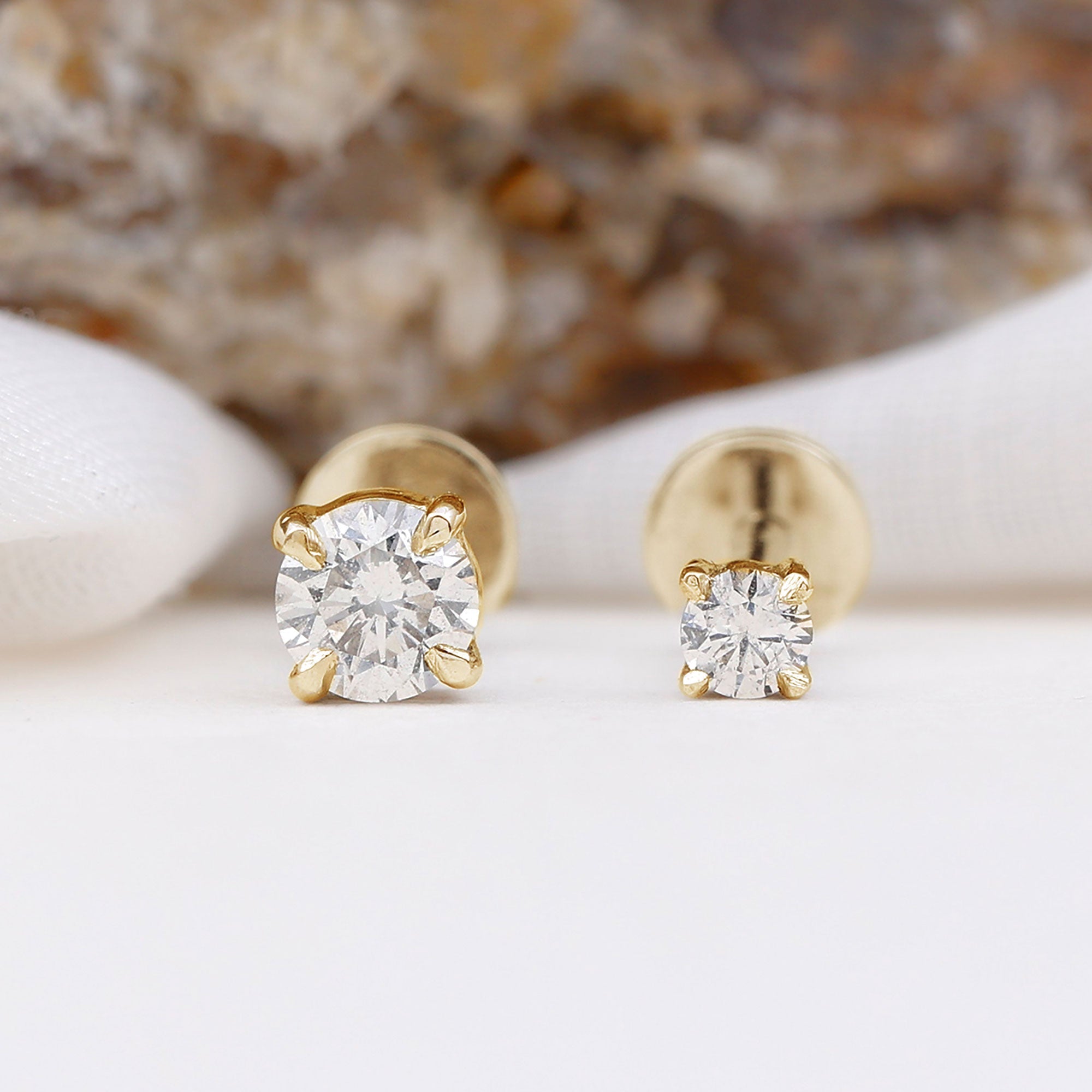 Round Moissanite Simple Helix Earring Set in Gold
