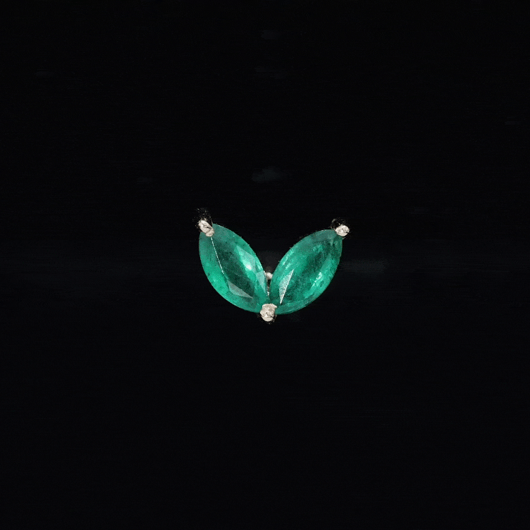 Marquise Created Emerald Leaf Earring for Helix Piercing
