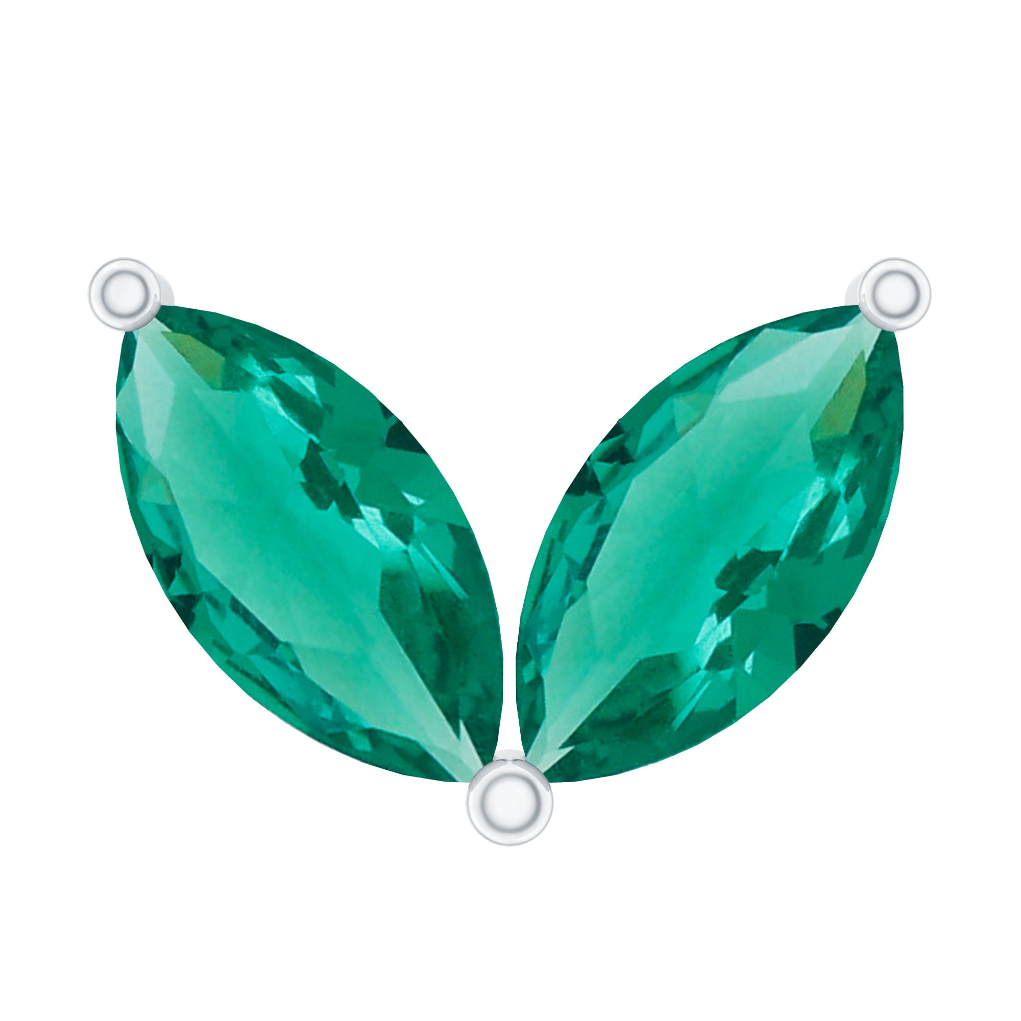 Marquise Created Emerald Leaf Earring for Helix Piercing