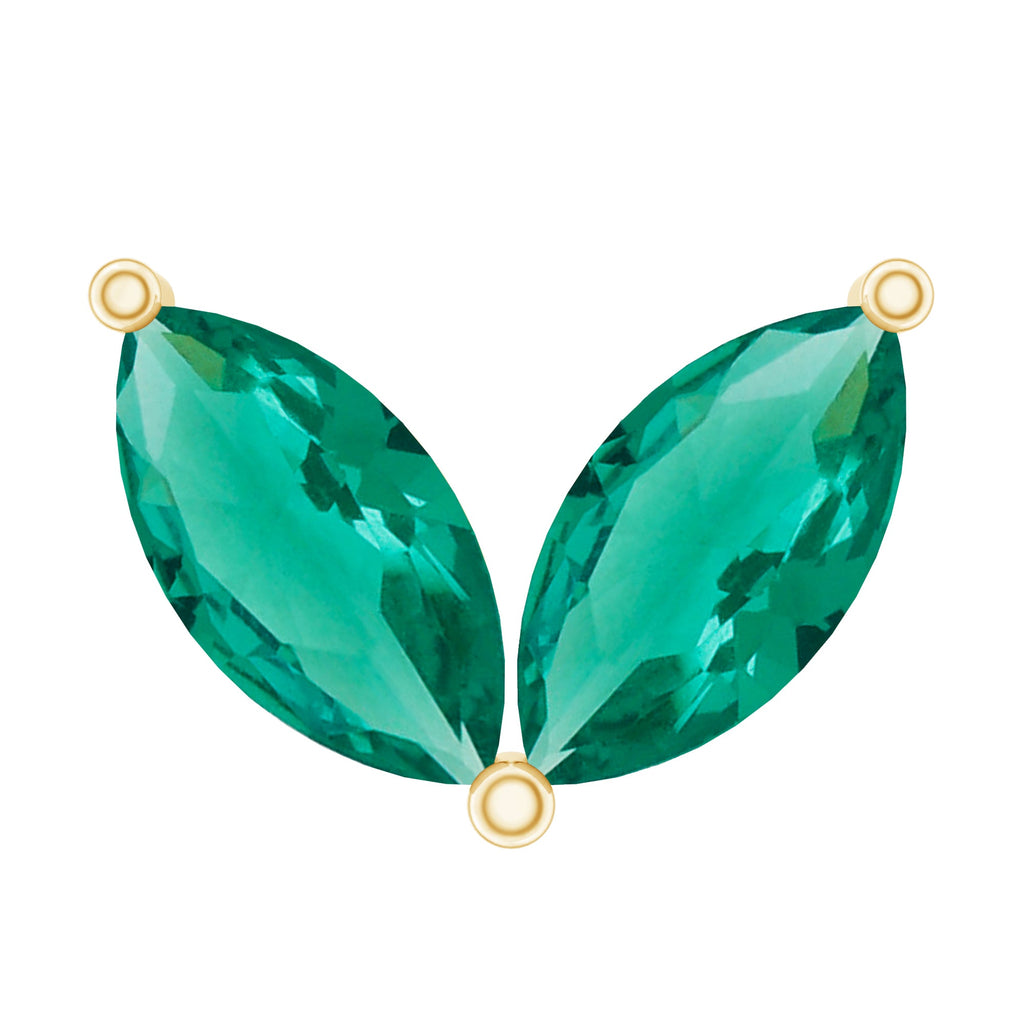 Marquise Created Emerald Leaf Earring for Helix Piercing