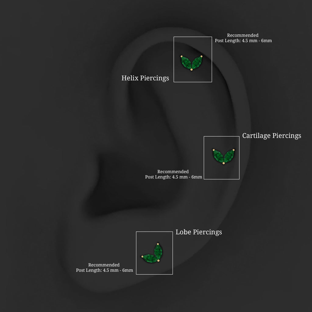 Marquise Created Emerald Leaf Earring for Helix Piercing