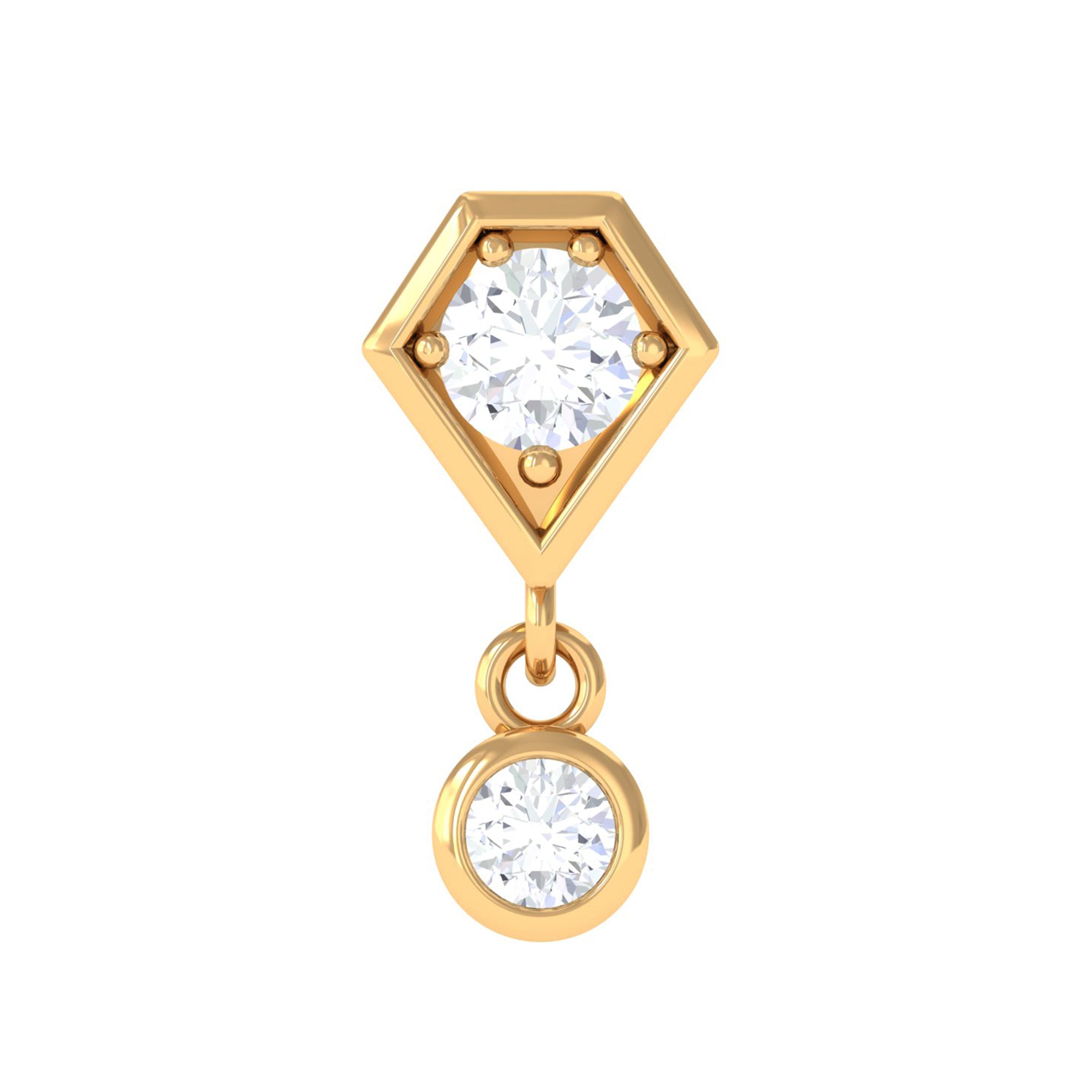 Round Cut Natural Diamond Simple Drop Helix Earring in Gold