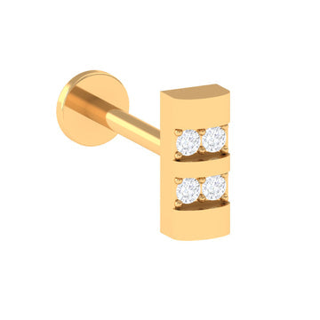 Dainty Diamond Bar Stud Earring for Helix Piercing in Gold