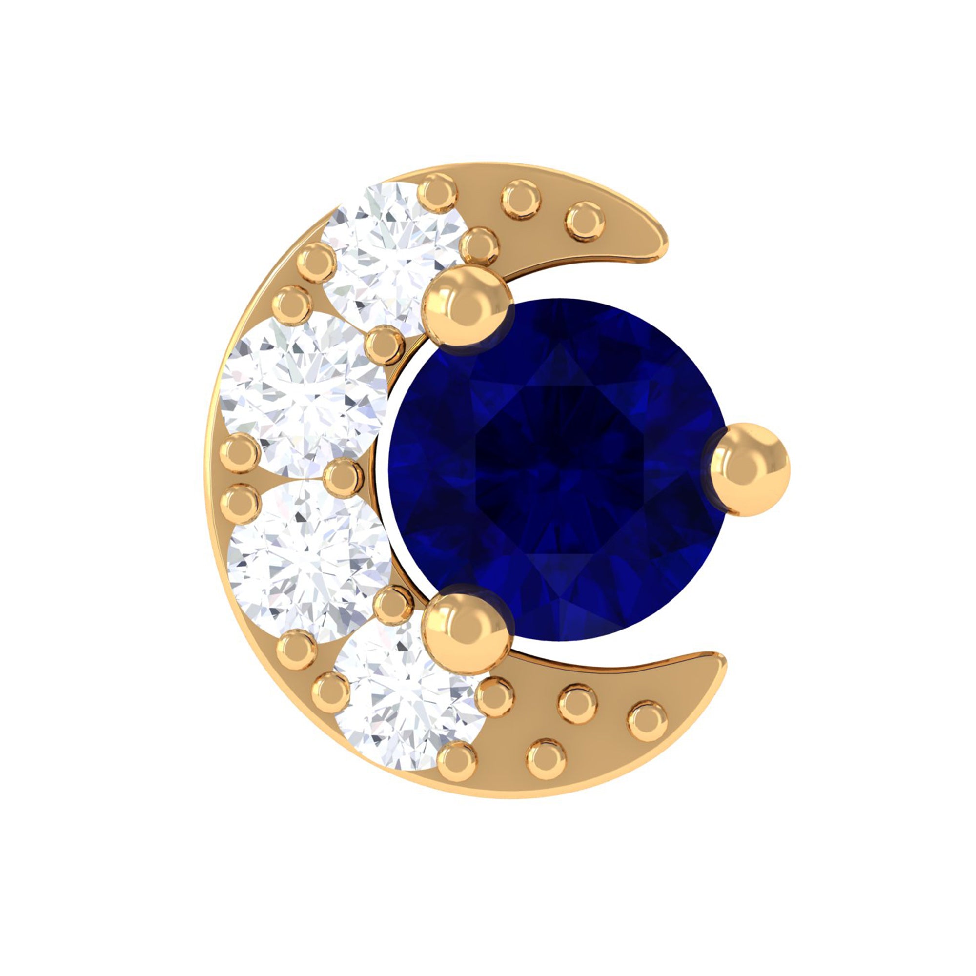 Dainty Blue Sapphire and Diamond Helix Earring