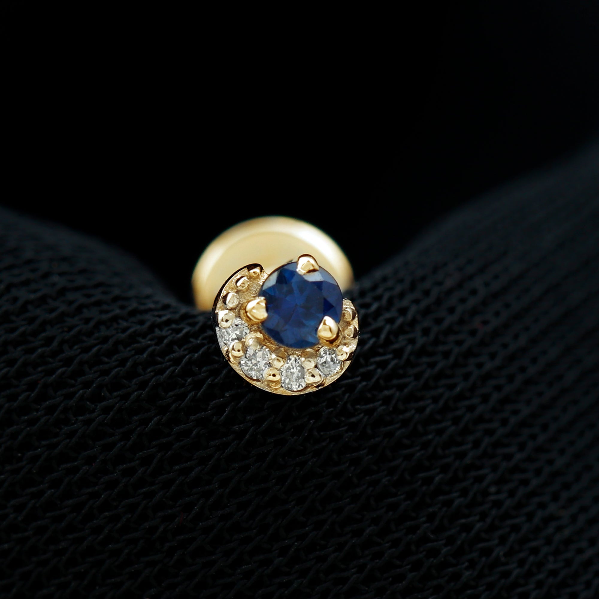 Dainty Blue Sapphire and Diamond Helix Earring