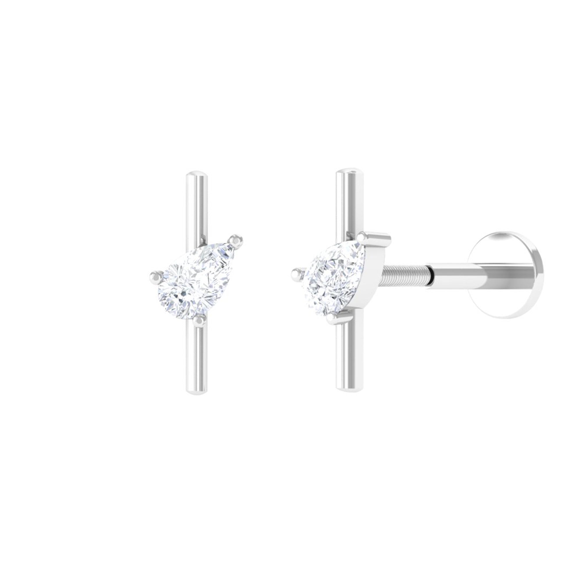 Pear Shape Diamond Solitaire Helix Earring for Her