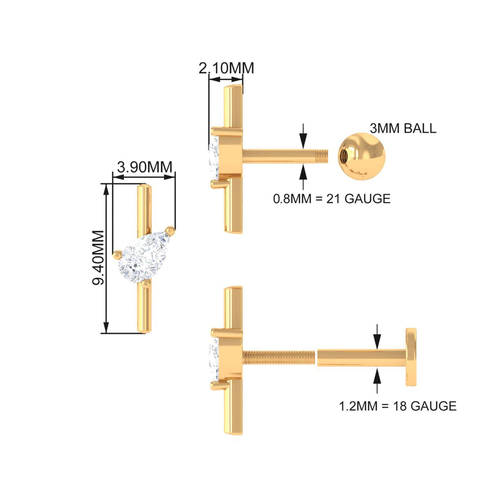Pear Shape Diamond Solitaire Helix Earring for Her