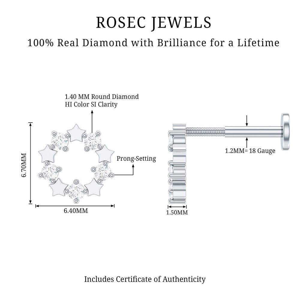 Minimal Diamond Open Circle Earring for Helix Piercing