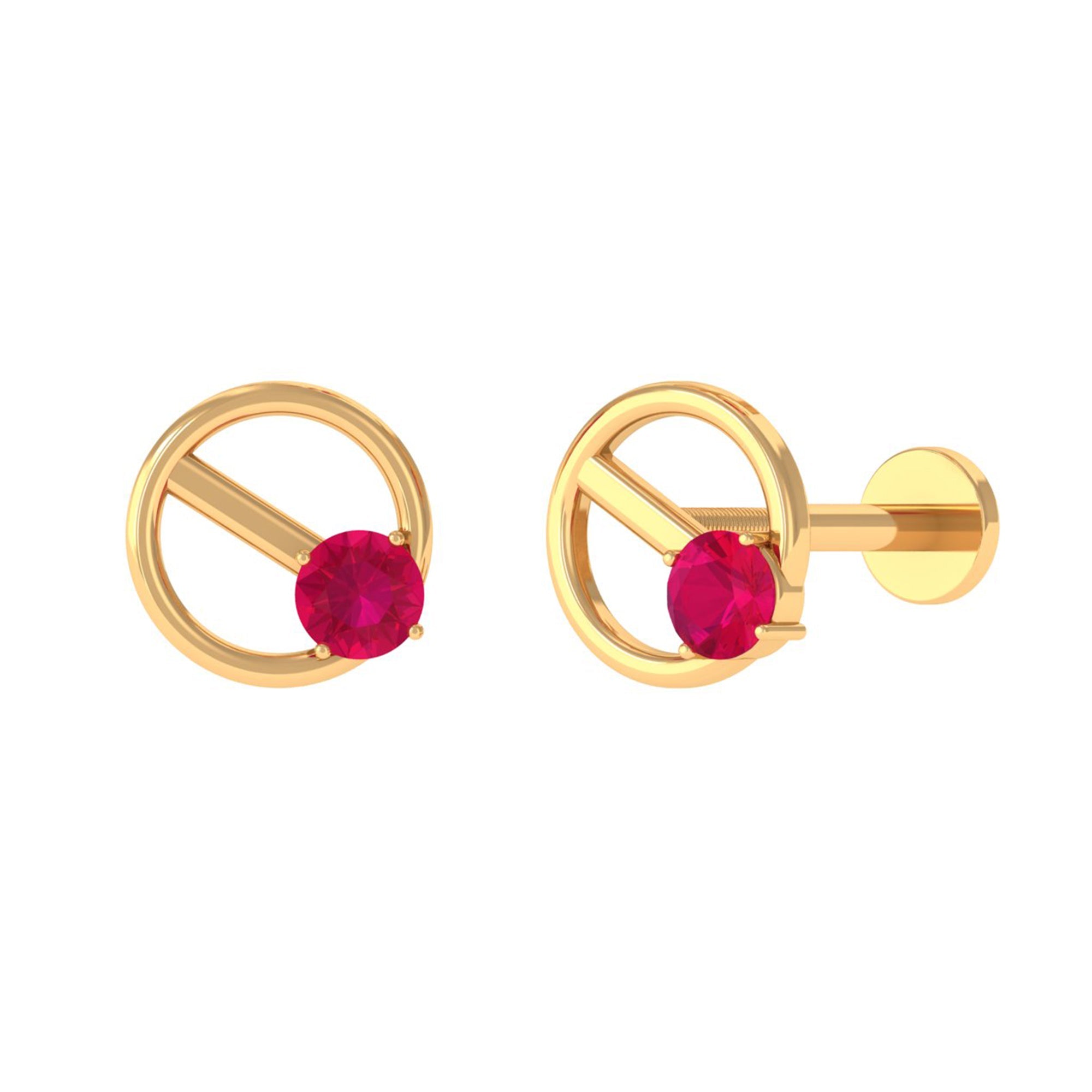 Minimalist Ruby Earring for Conch Piercing
