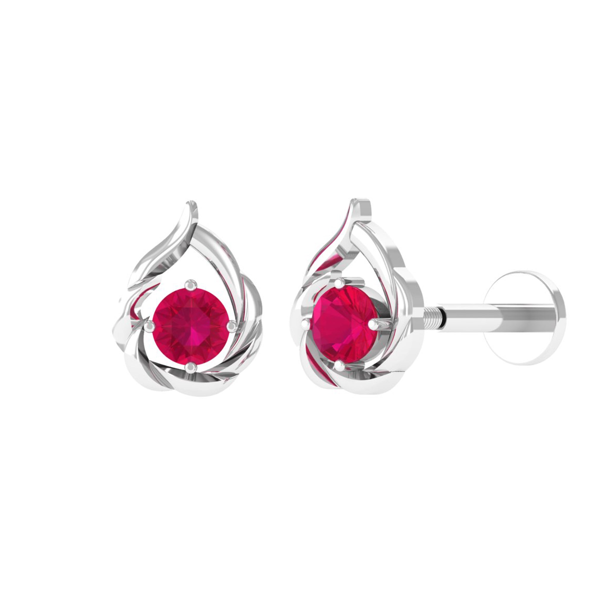 Natural Ruby Simple Tragus Earring