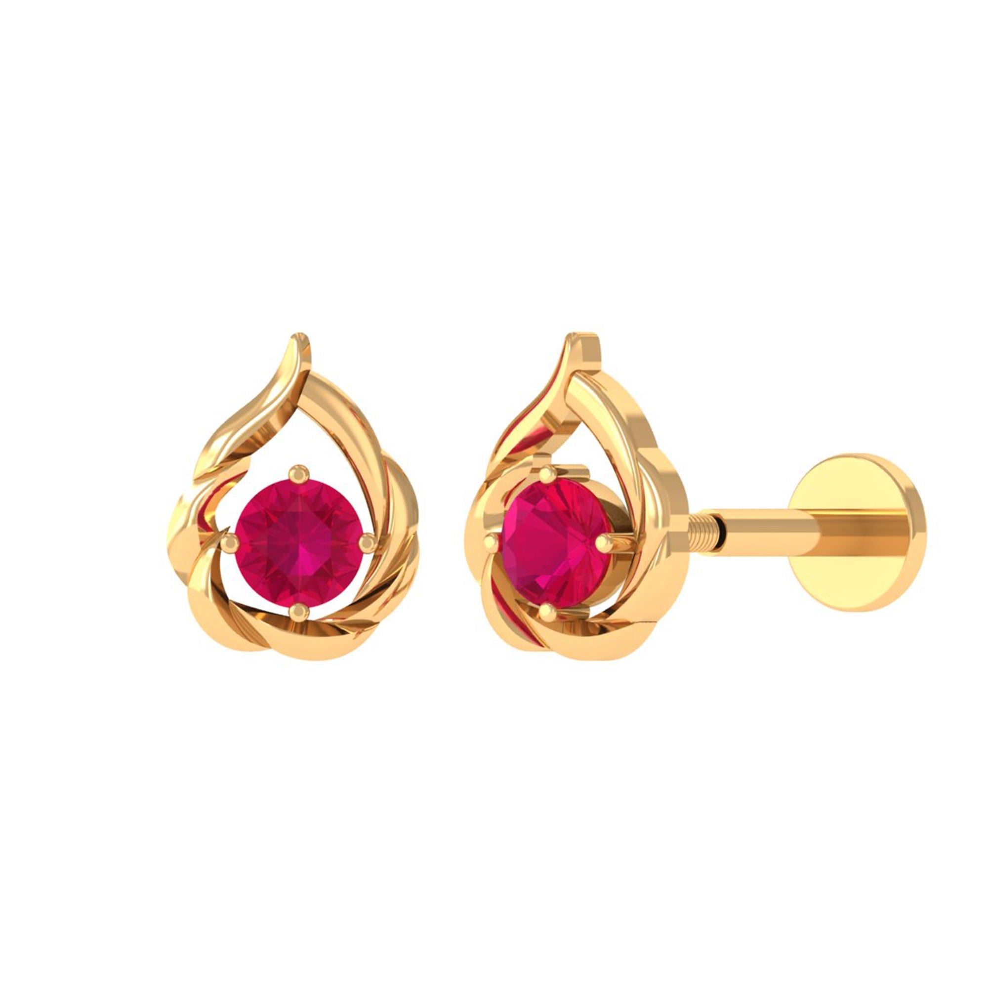Natural Ruby Simple Tragus Earring