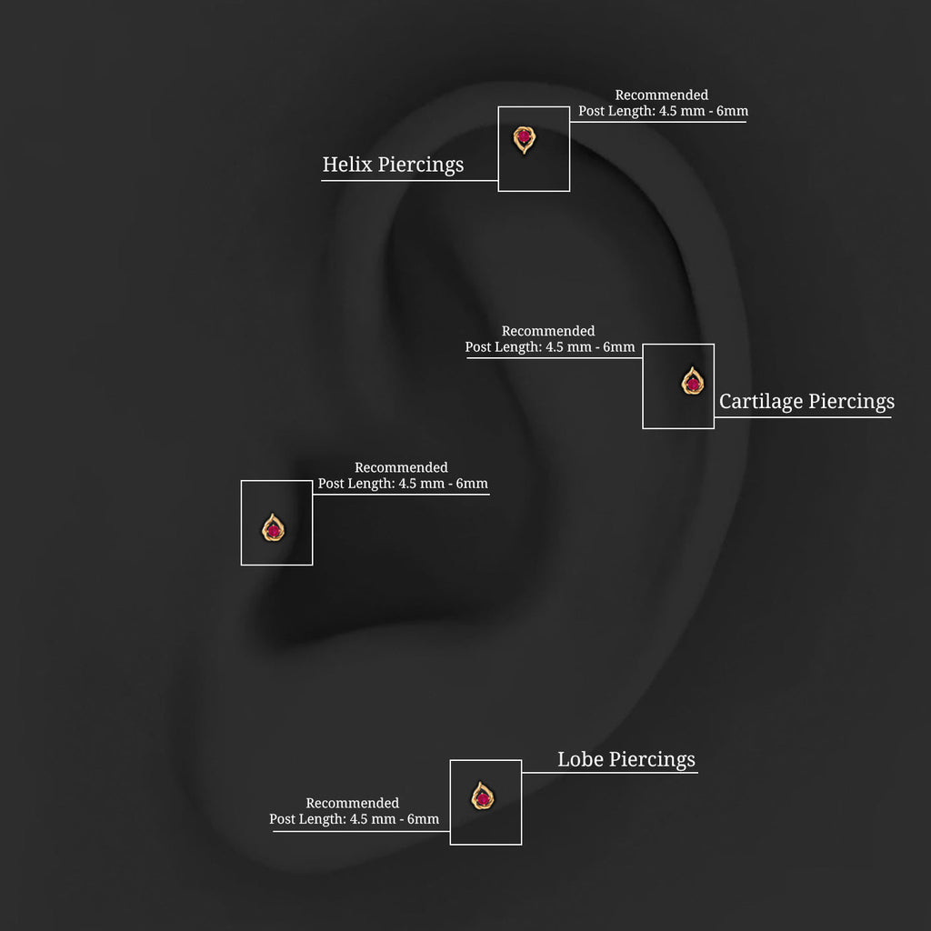 Natural Ruby Simple Tragus Earring