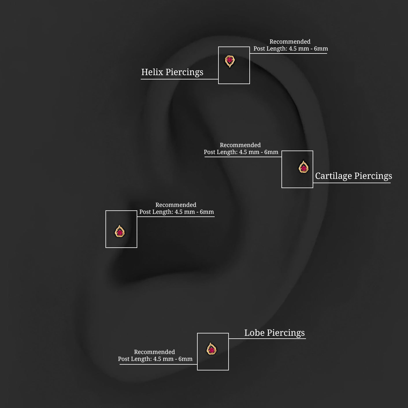 Natural Ruby Simple Tragus Earring