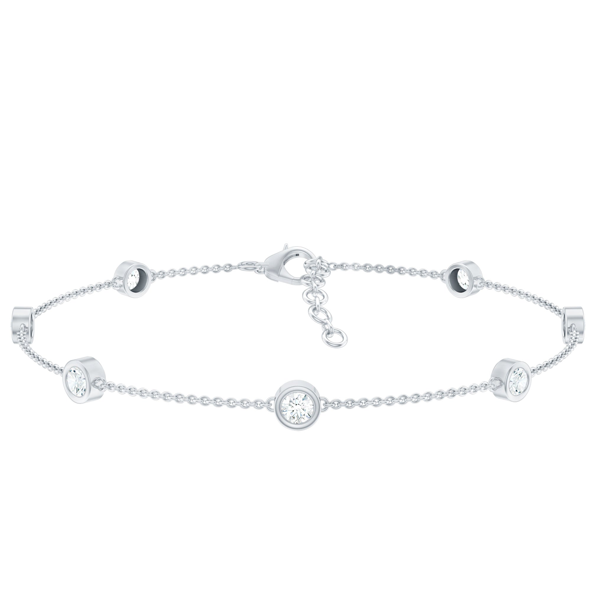 Bezel Set Moissanite Station Bracelet for Women