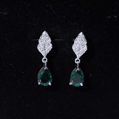 Certified Lab Grown Emerald Drop Earrings with Moissanite