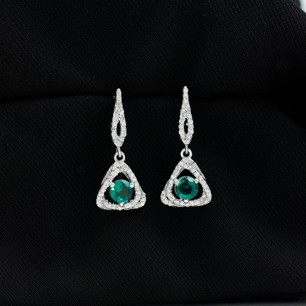 Lab Grown Emerald Drop and Dangle Earrings with Moissanite