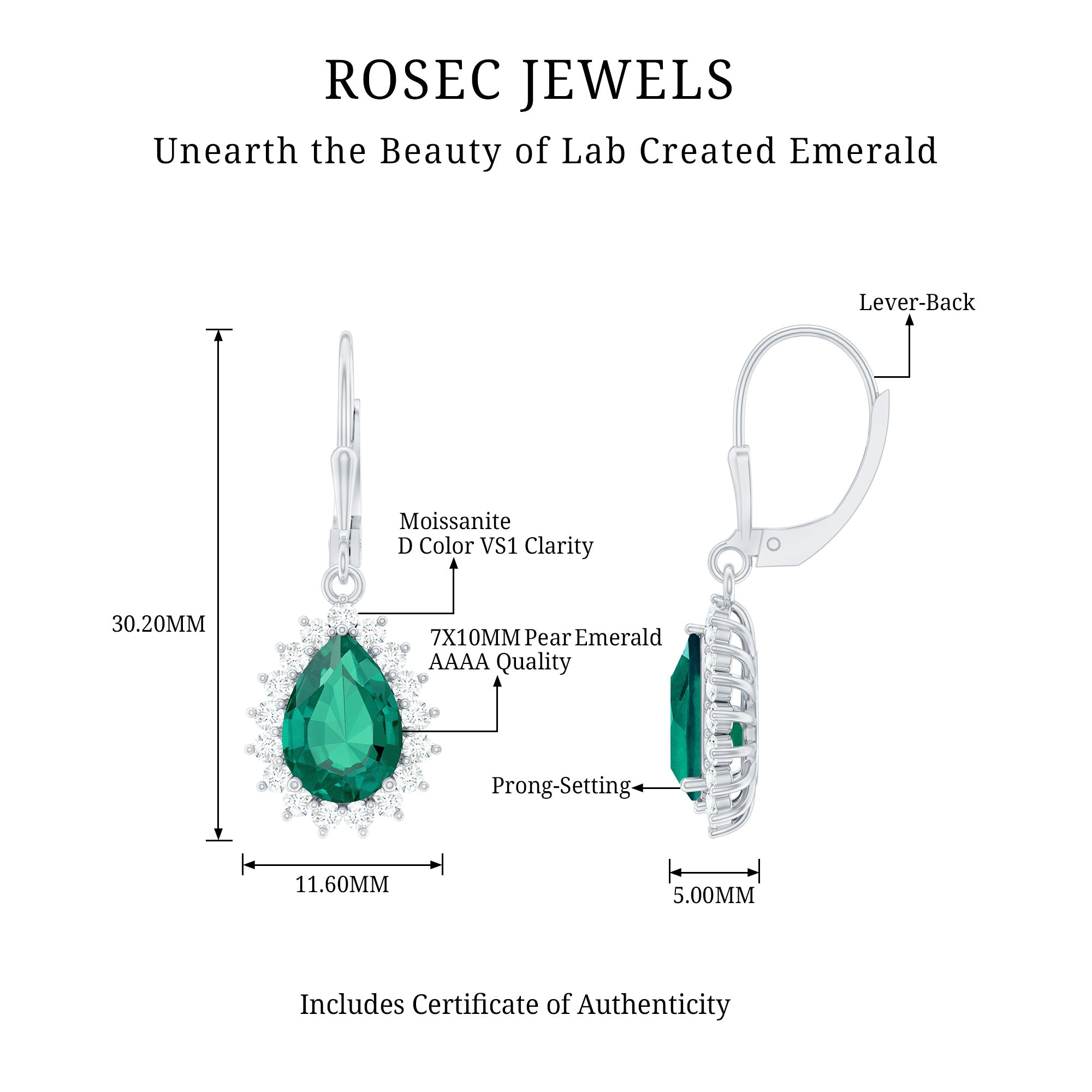 Lab Grown Emerald Sterling Silver Hoop Earring for Her