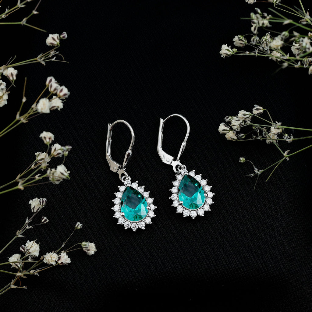 Lab Grown Emerald Sterling Silver Hoop Earring for Her