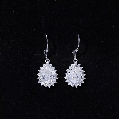 Certified Moissanite Sterling Silver Dangle Earrings for Women