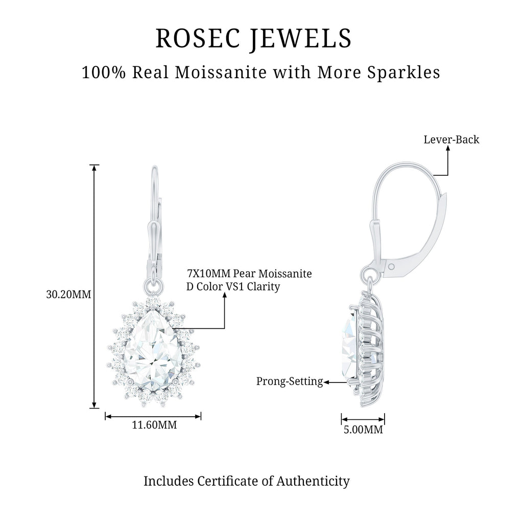 Certified Moissanite Sterling Silver Dangle Earrings for Women