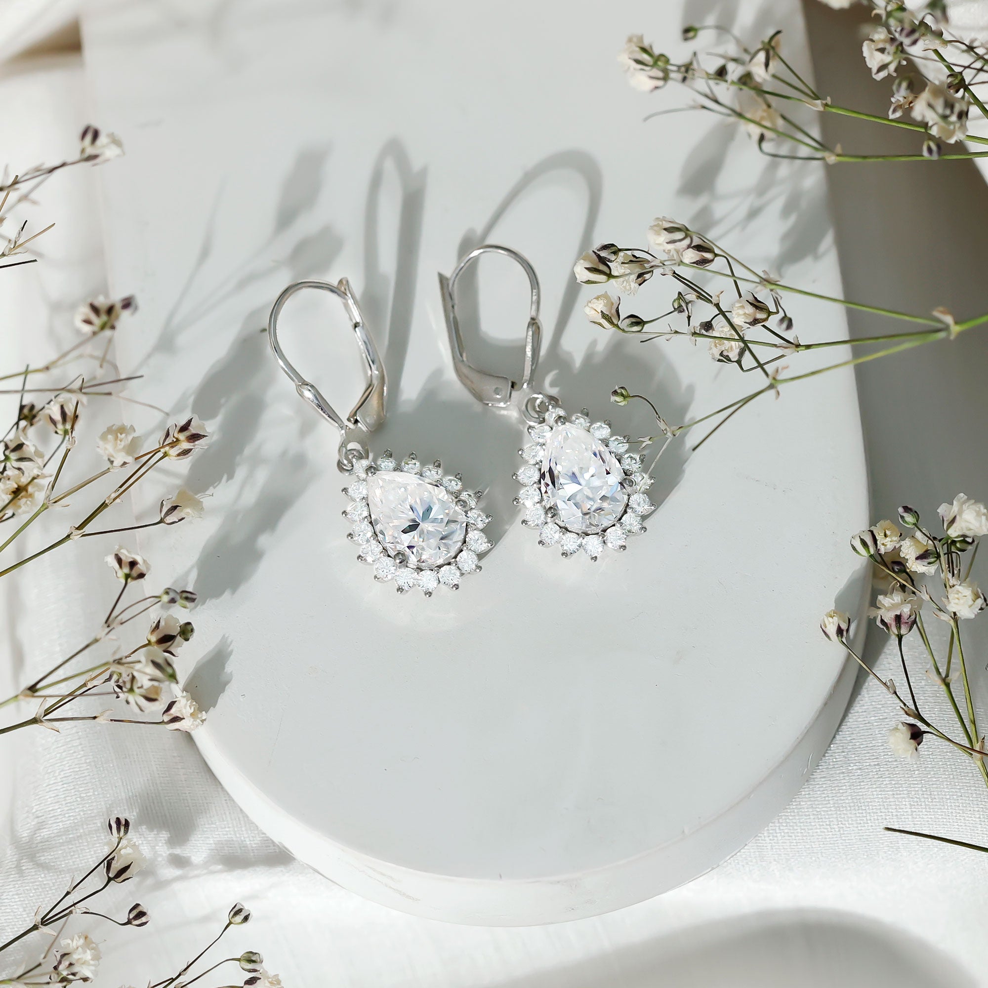 Certified Moissanite Sterling Silver Dangle Earrings for Women