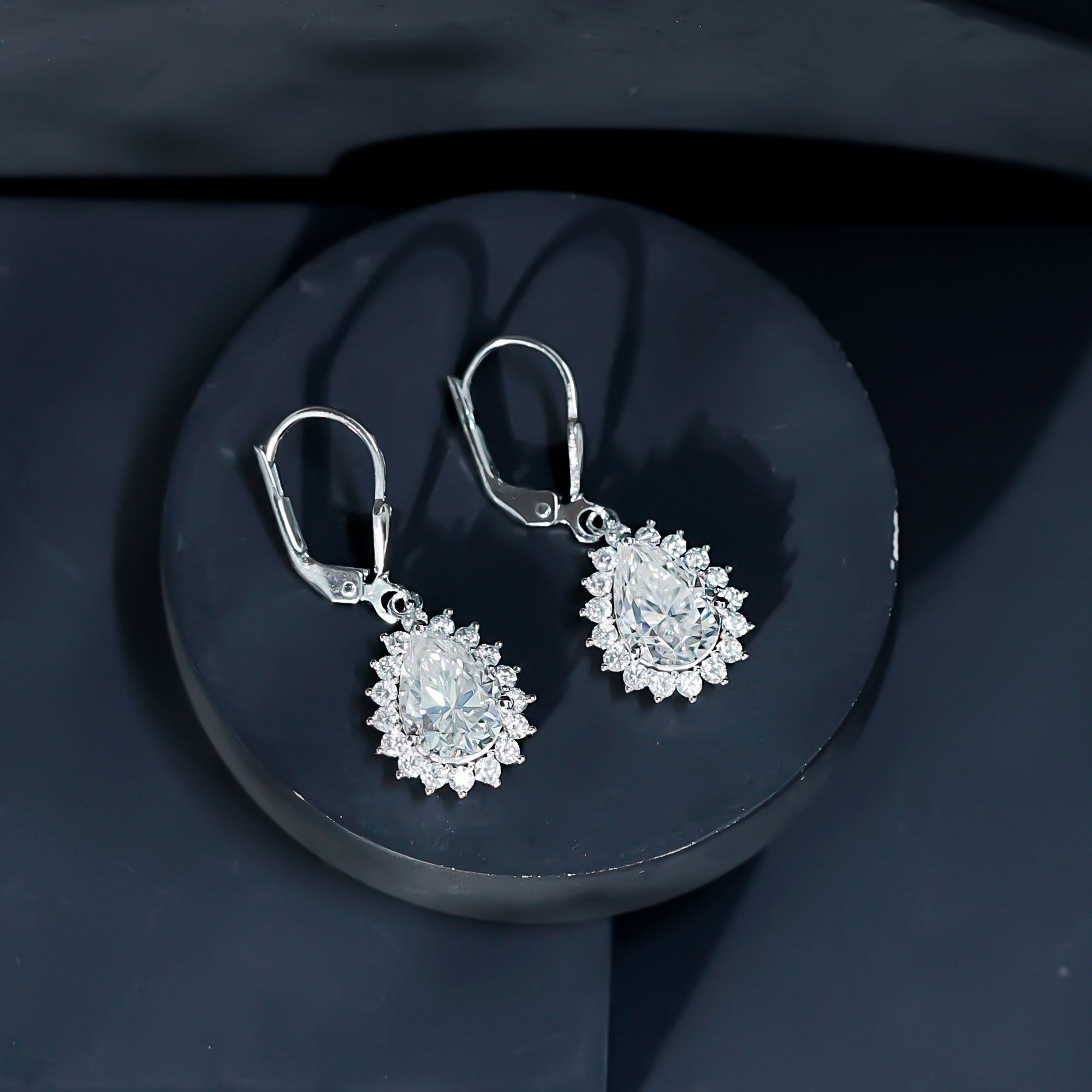 Certified Moissanite Sterling Silver Dangle Earrings for Women