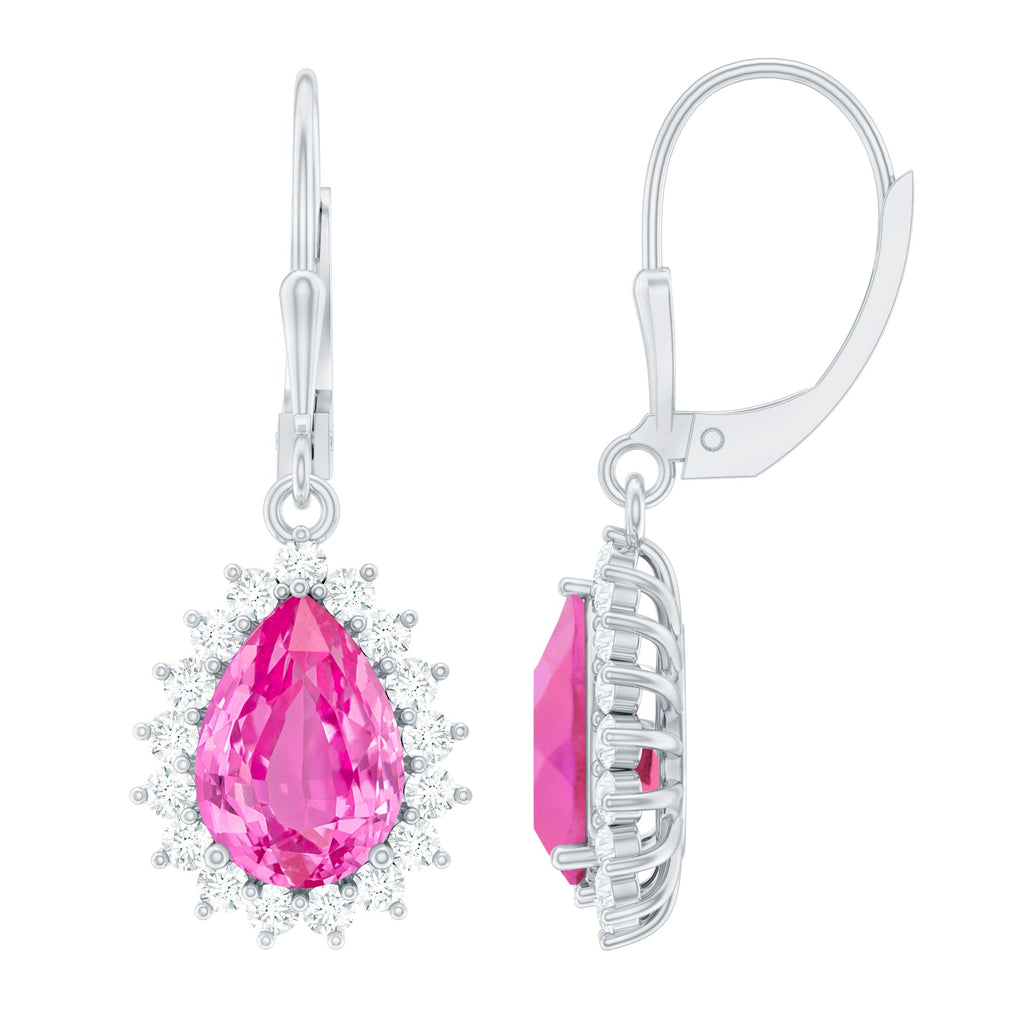 Lab Grown Pink Sapphire Drop Dangle Earrings in Silver