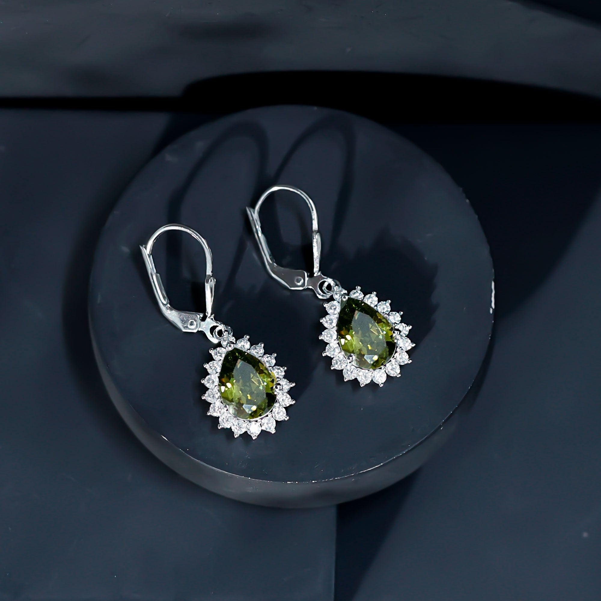 Lab Grown Green Sapphire Wedding Earrings for Bride